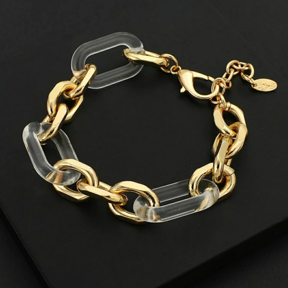 Cuban link gold/clear bracelet